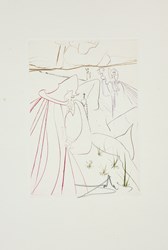 La ressuscitée from Le Décameron suite, 1972 by Salvador Dali - Etching in colours on Arches paper sized 8x10 inches. Available from Whitewall Galleries